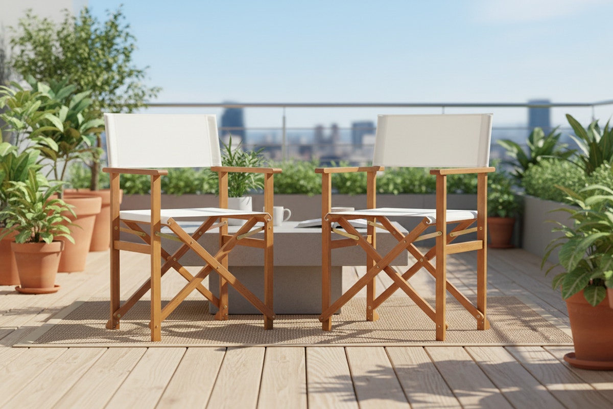 Set of 2 Shangri-La Belize Wooden Outdoor Director's Chairs (White)