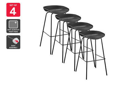 Set of 4 Shangri-La Bobby Steel Bar Stools (Black)
