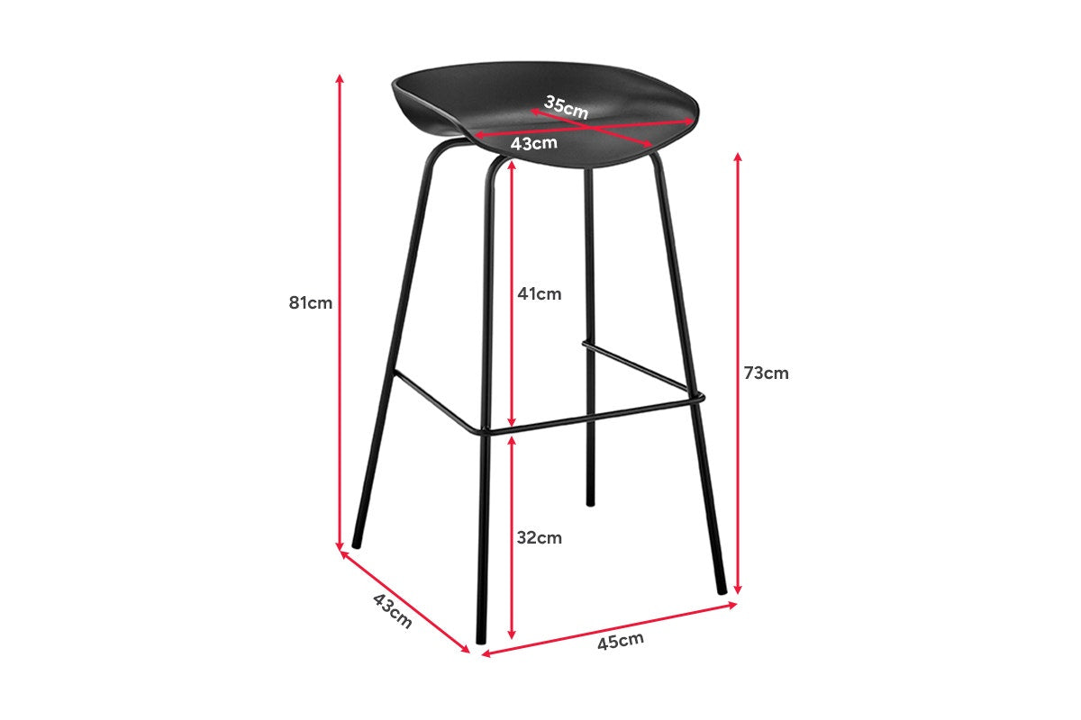 Set of 4 Shangri-La Bobby Steel Bar Stools (Black)