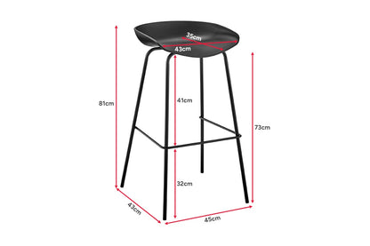 Set of 4 Shangri-La Bobby Steel Bar Stools (Black)