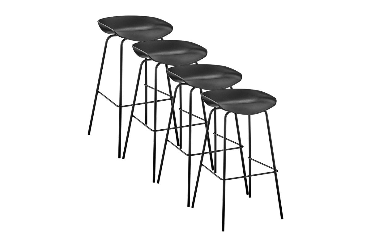 Set of 4 Shangri-La Bobby Steel Bar Stools (Black)
