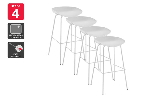 Set of 4 Shangri-La Bobby Steel Bar Stools (White)