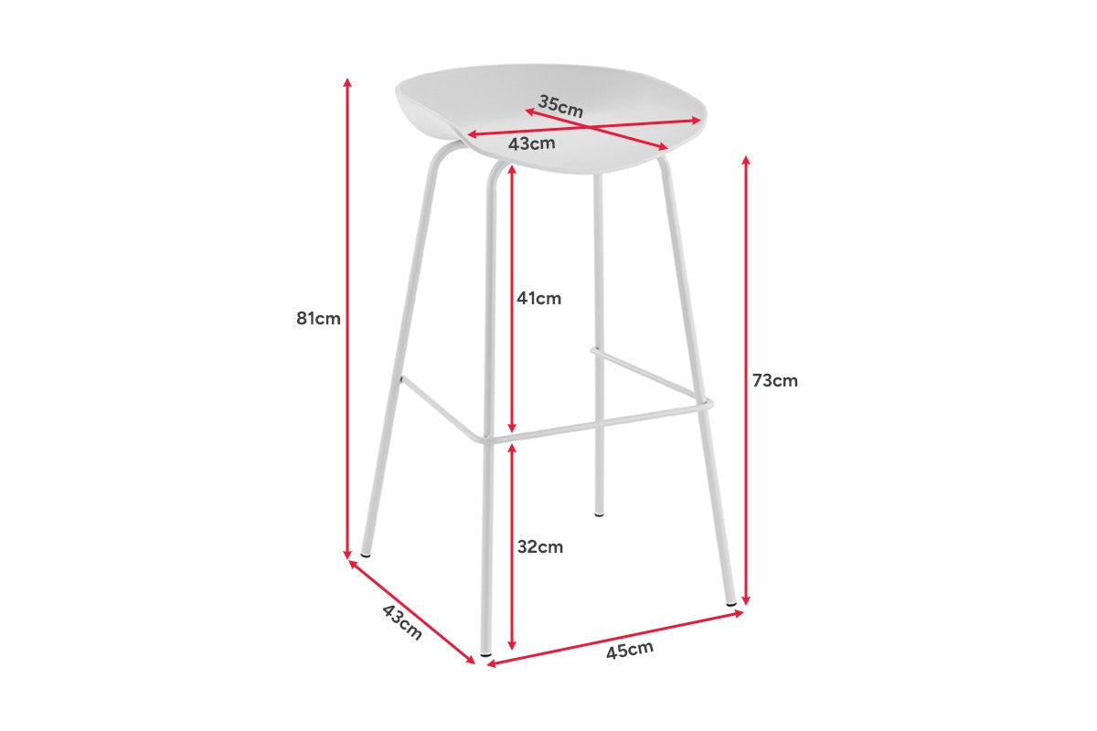 Set of 4 Shangri-La Bobby Steel Bar Stools (White)