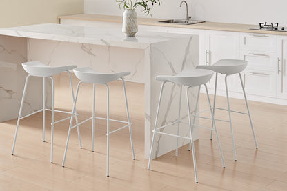 Set of 4 Shangri-La Bobby Steel Bar Stools (White)