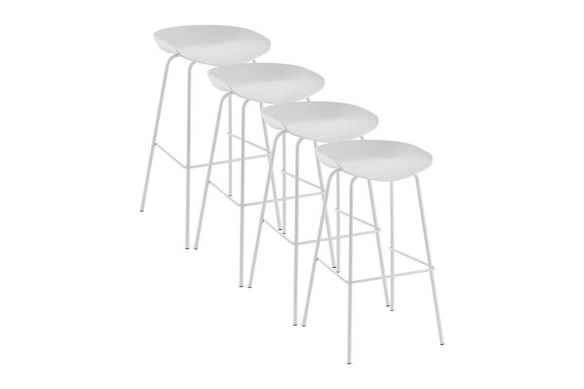 Set of 4 Shangri-La Bobby Steel Bar Stools (White)