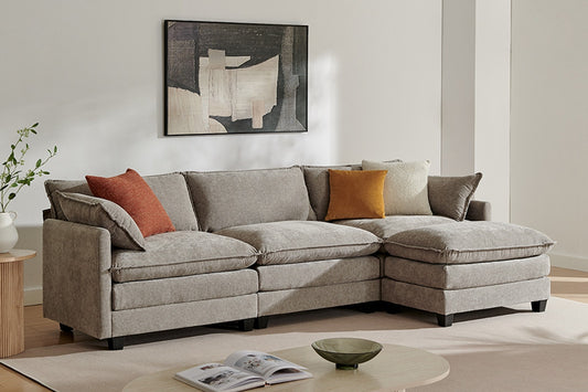 Shangri-La Balos 4 Seater Sofa with Ottoman (Grey)