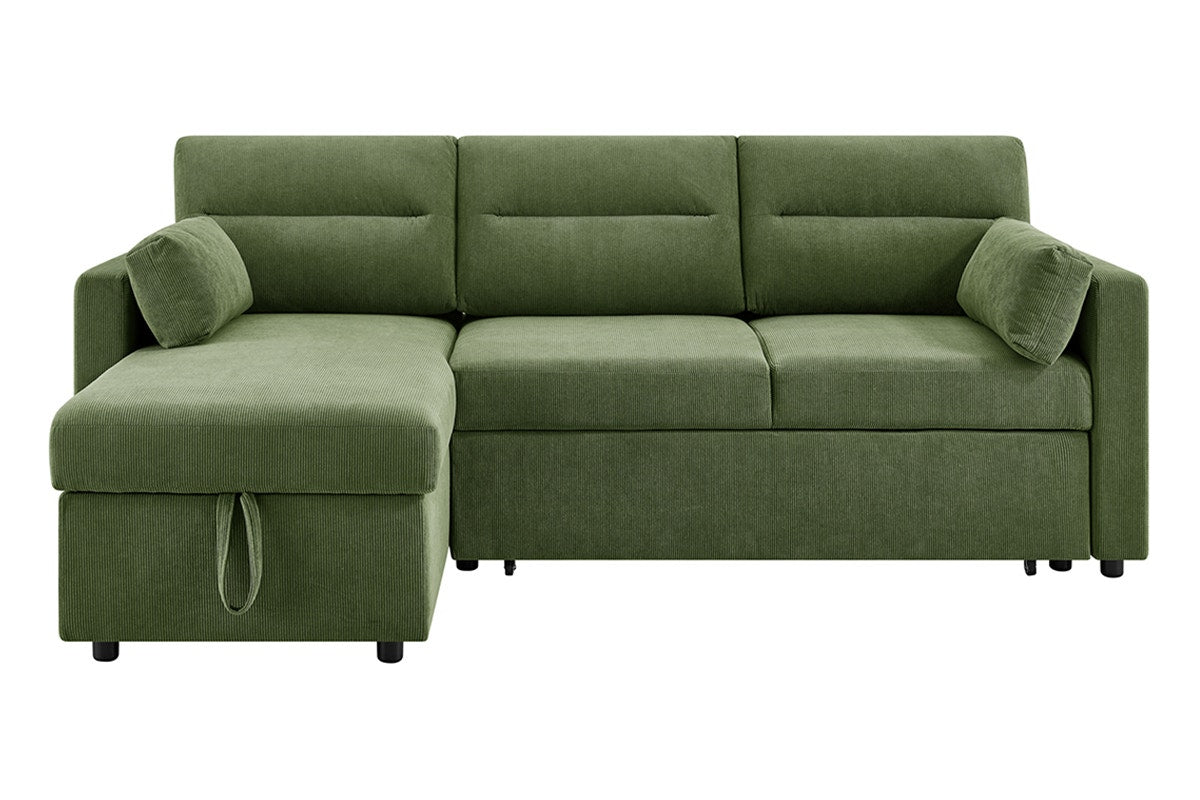 Shangri-La Carter 4 Seater Queen Sofa Bed with Reversible Chaise (Green)