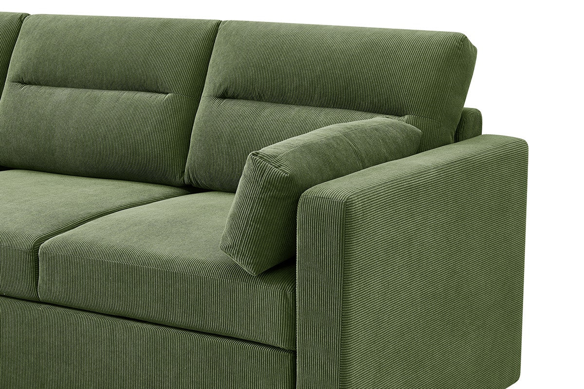 Shangri-La Carter 4 Seater Queen Sofa Bed with Reversible Chaise (Green)