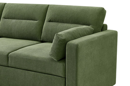 Shangri-La Carter 4 Seater Queen Sofa Bed with Reversible Chaise (Green)