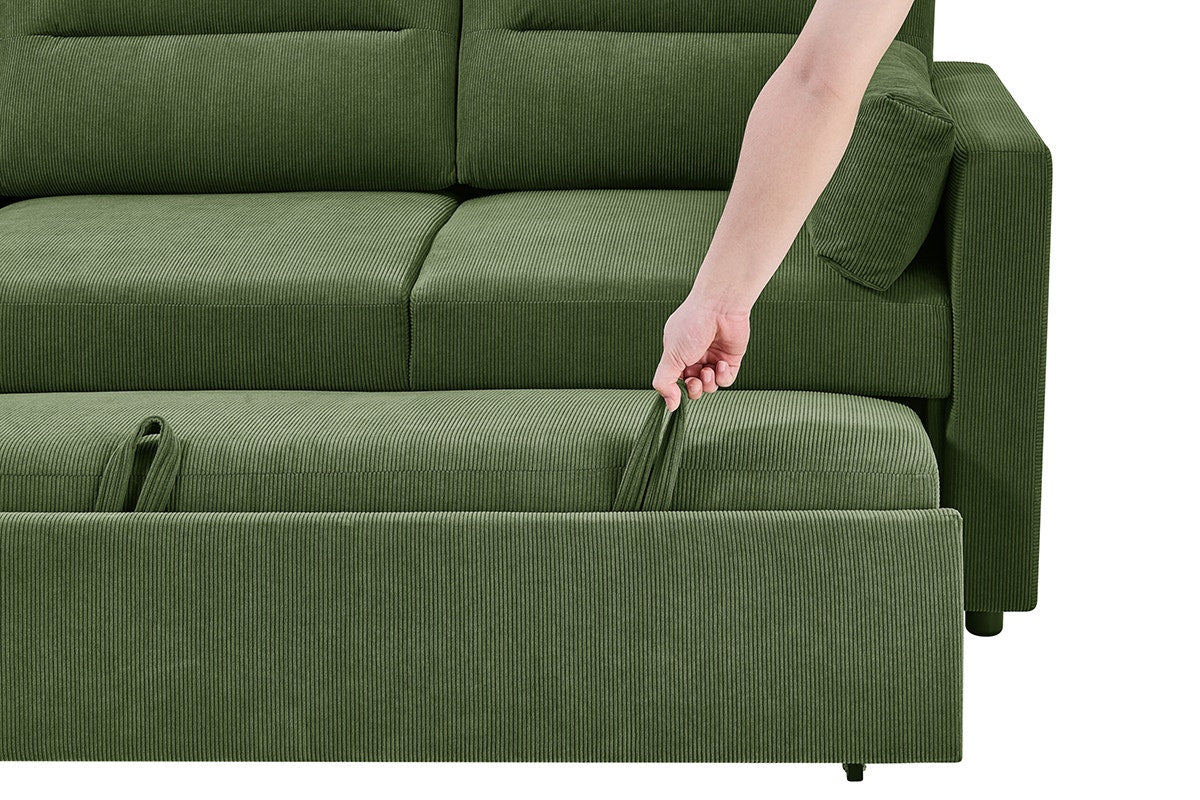 Shangri-La Carter 4 Seater Queen Sofa Bed with Reversible Chaise (Green)
