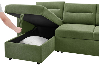 Shangri-La Carter 4 Seater Queen Sofa Bed with Reversible Chaise (Green)