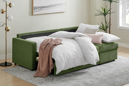 Shangri-La Carter 4 Seater Queen Sofa Bed with Reversible Chaise (Green)