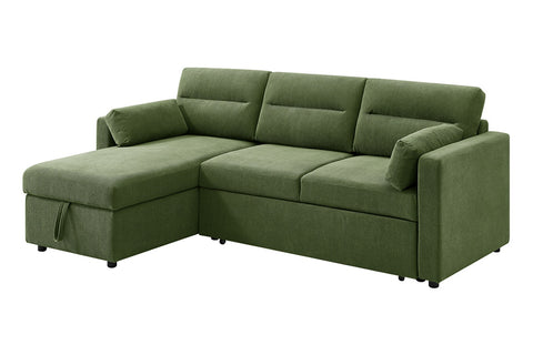 Shangri-La Carter 4 Seater Queen Sofa Bed with Reversible Chaise (Green) - Auzzistore