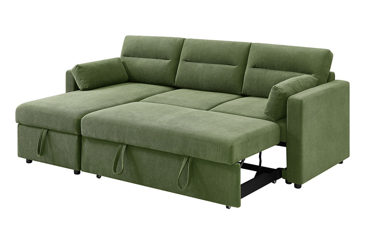 Shangri-La Carter 4 Seater Queen Sofa Bed with Reversible Chaise (Green)