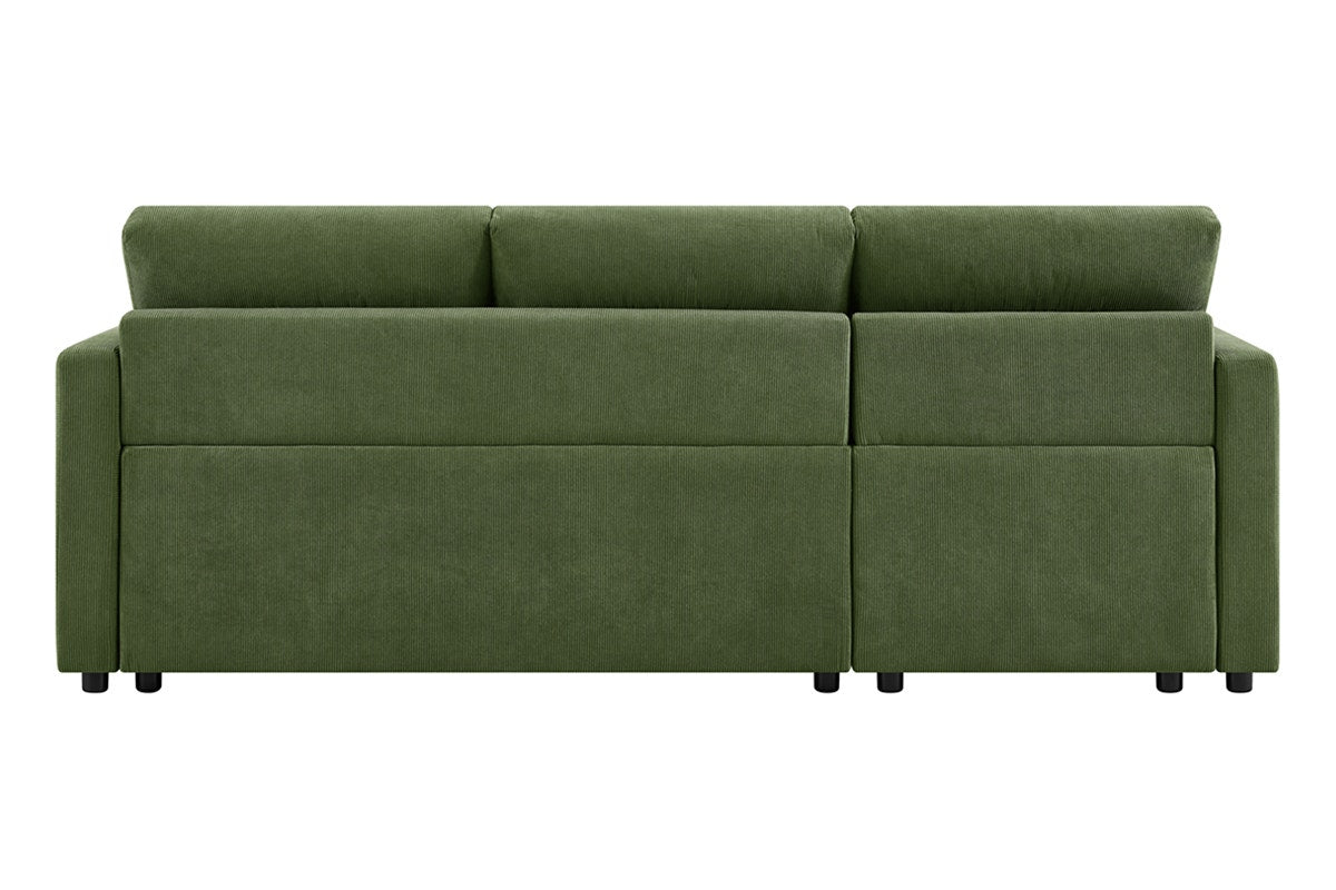 Shangri-La Carter 4 Seater Queen Sofa Bed with Reversible Chaise (Green)