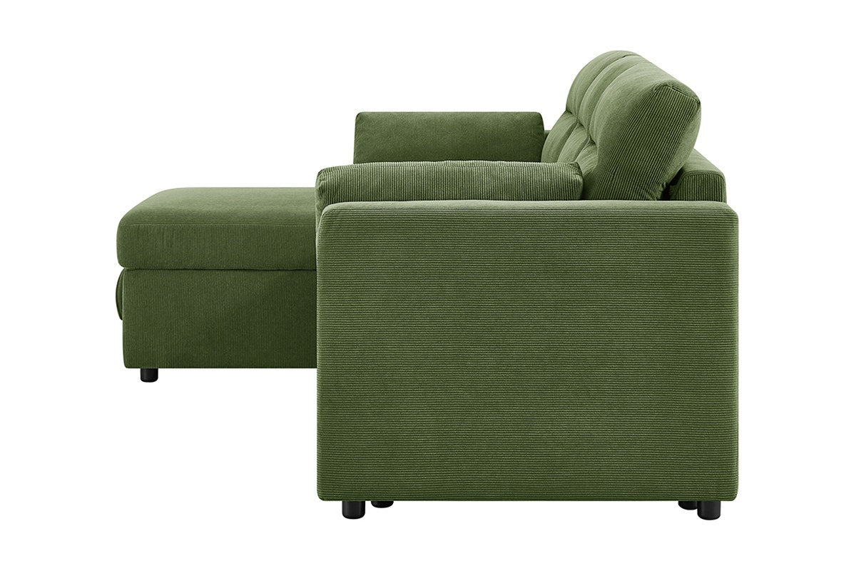Shangri-La Carter 4 Seater Queen Sofa Bed with Reversible Chaise (Green)