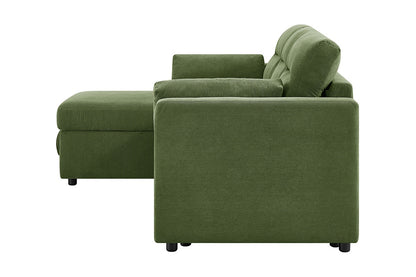 Shangri-La Carter 4 Seater Queen Sofa Bed with Reversible Chaise (Green)