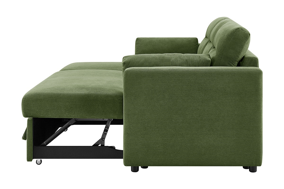 Shangri-La Carter 4 Seater Queen Sofa Bed with Reversible Chaise (Green)