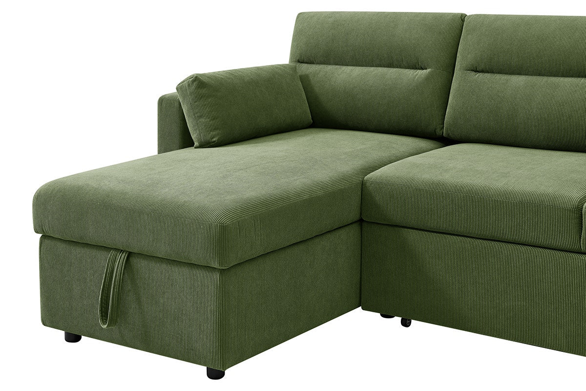 Shangri-La Carter 4 Seater Queen Sofa Bed with Reversible Chaise (Green)