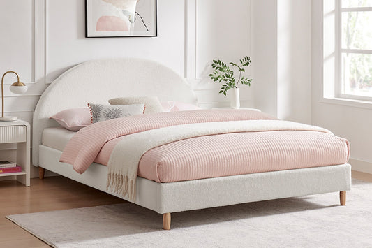 Shangri-La Carmel Boucle Bed Frame (White, King)