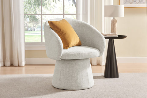 Shangri-La Castro Upholstered Swivel Dining Chair (Beige) - Auzzistore