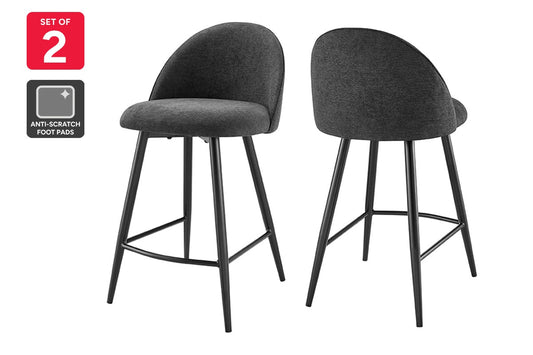 Set of 2 Shangri-La Charley Curved Back Bar Stools (Black/Black)