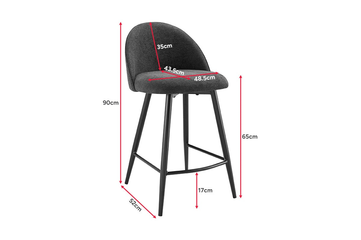 Set of 2 Shangri-La Charley Curved Back Bar Stools (Black/Black)