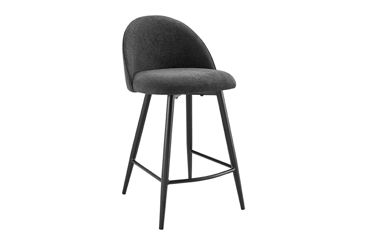 Set of 2 Shangri-La Charley Curved Back Bar Stools (Black/Black)
