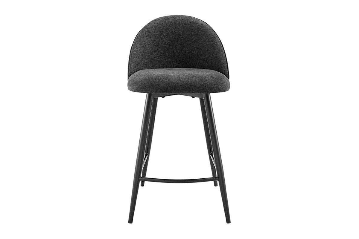 Set of 2 Shangri-La Charley Curved Back Bar Stools (Black/Black)