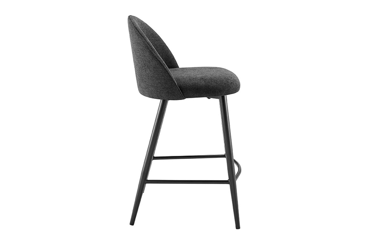 Set of 2 Shangri-La Charley Curved Back Bar Stools (Black/Black)
