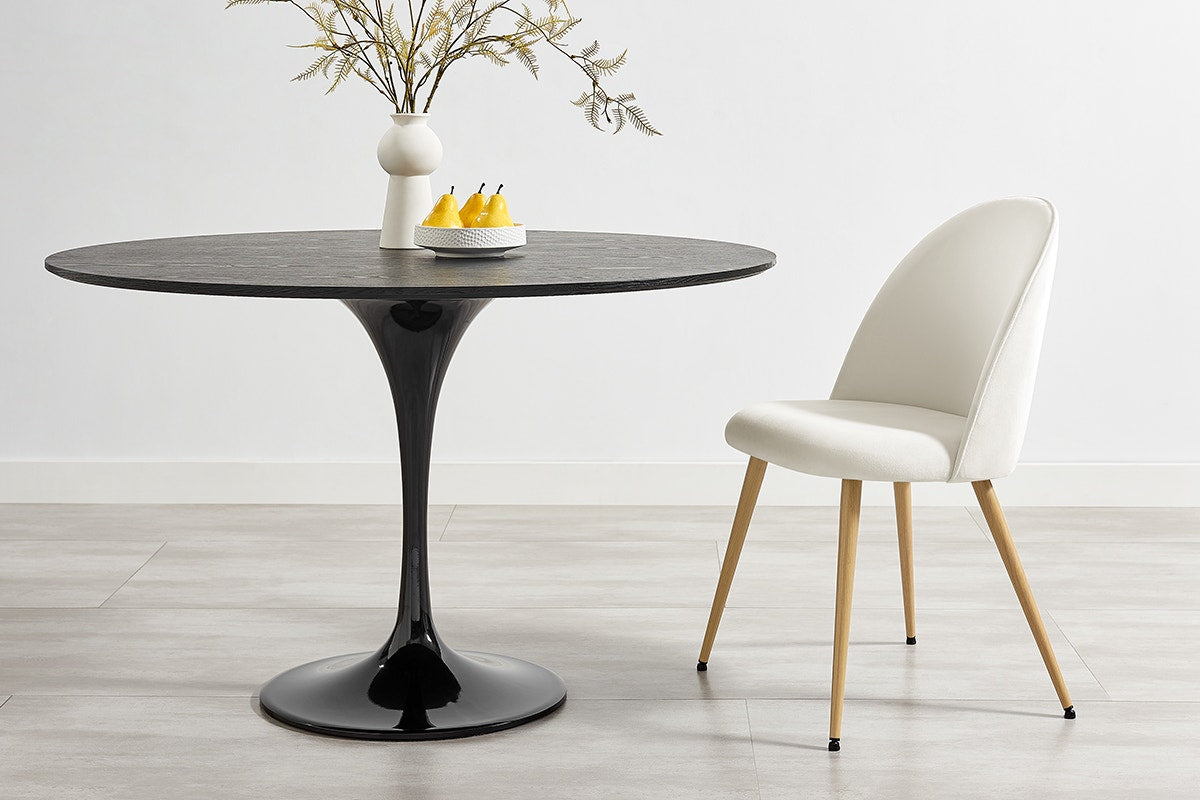 Set of 2 Shangri-La Charley Curved Back Dining Chairs (Off White/Wood)