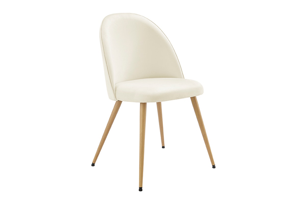 Set of 2 Shangri-La Charley Curved Back Dining Chairs (Off White/Wood)