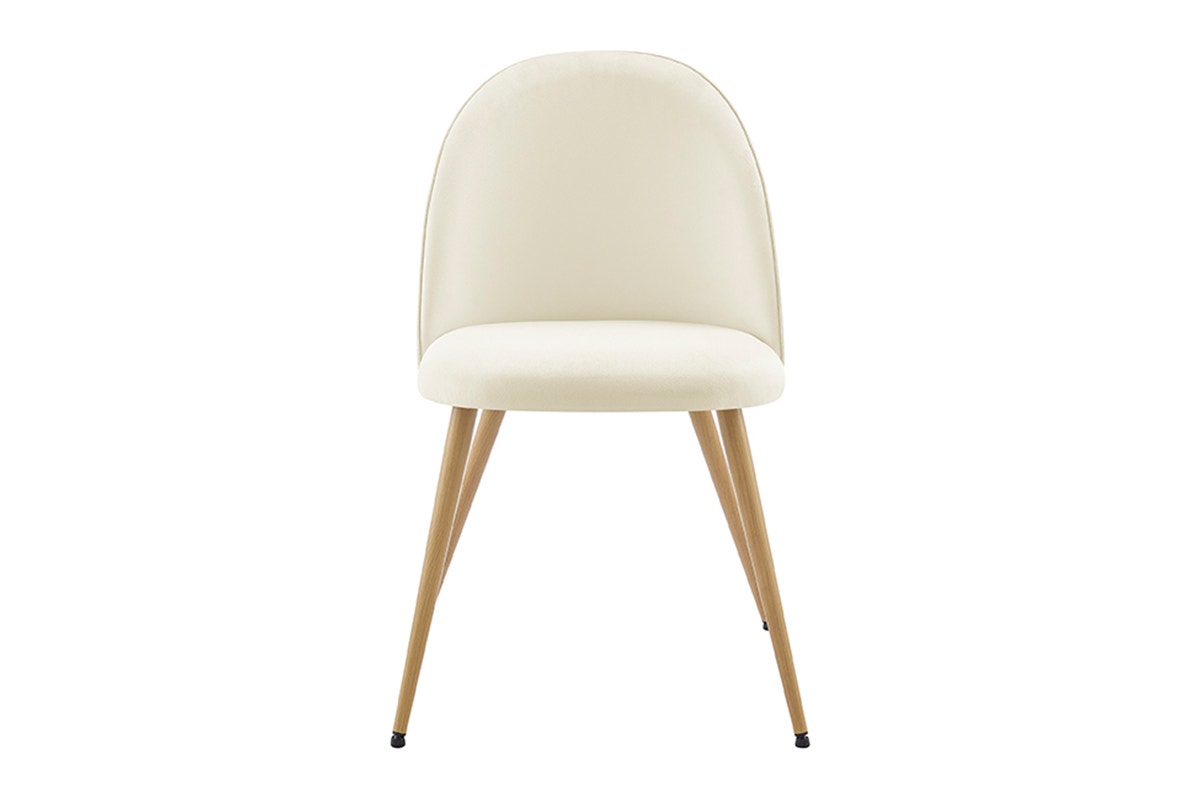 Set of 2 Shangri-La Charley Curved Back Dining Chairs (Off White/Wood)