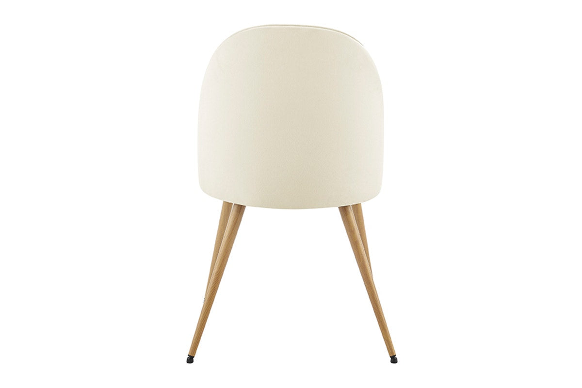 Set of 2 Shangri-La Charley Curved Back Dining Chairs (Off White/Wood)