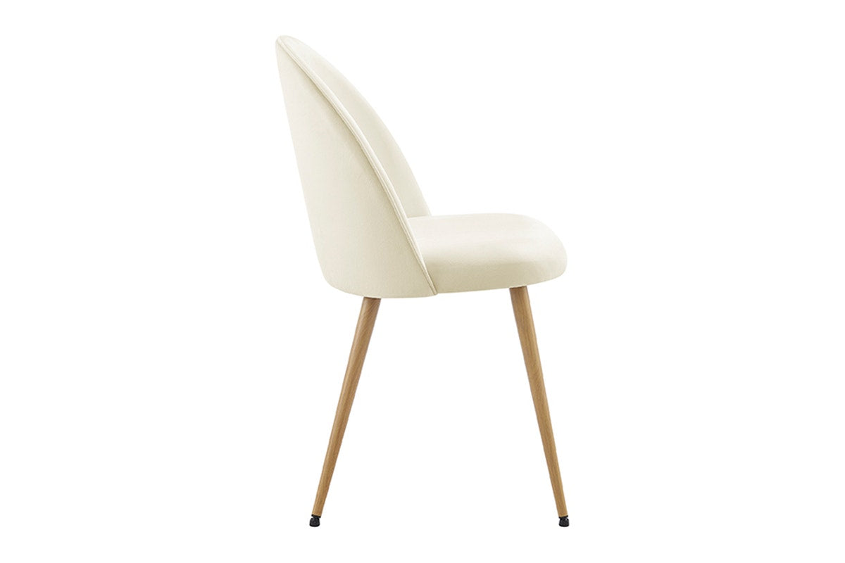 Set of 2 Shangri-La Charley Curved Back Dining Chairs (Off White/Wood)
