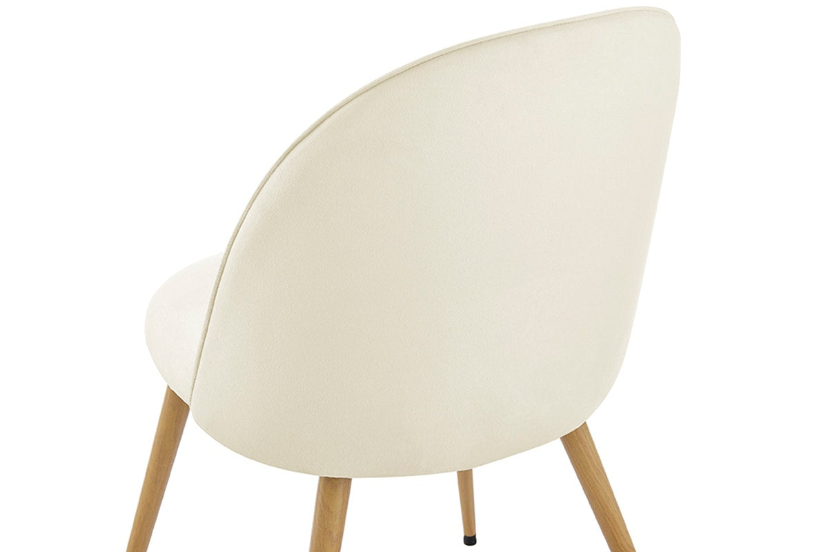 Set of 2 Shangri-La Charley Curved Back Dining Chairs (Off White/Wood)