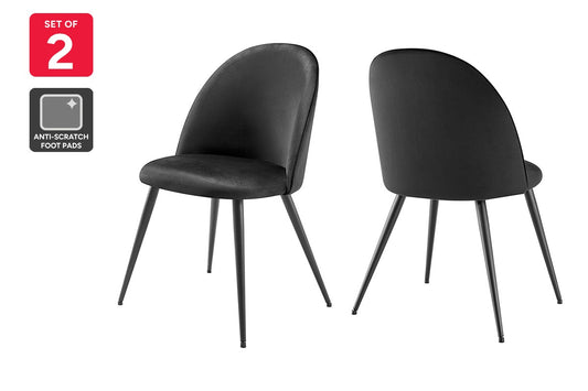Set of 2 Shangri-La Charley Curved Back Dining Chairs (Black/Black)