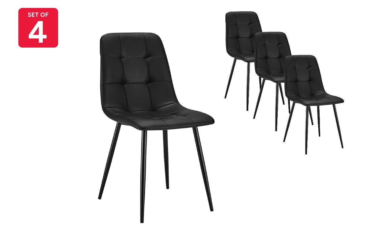 Set of 4 Shangri-La Dover Dining Chairs (Charcoal, PU Leather)