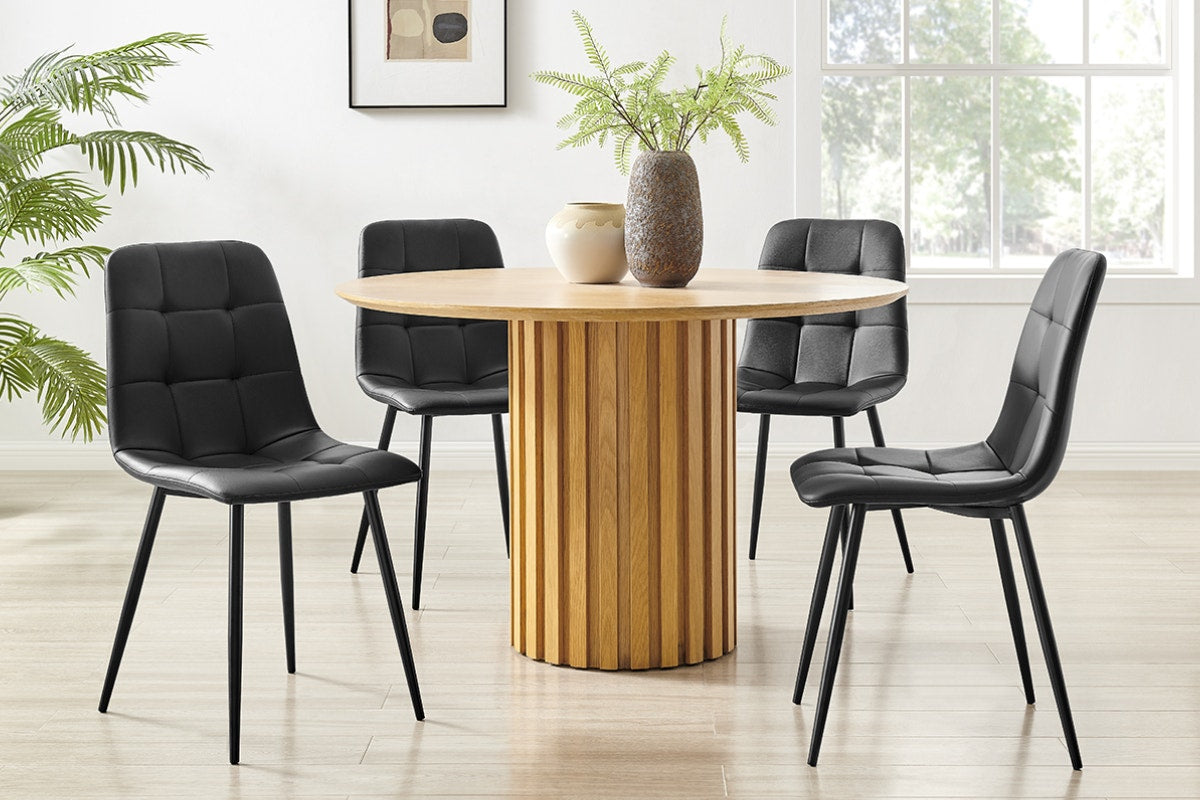 Set of 4 Shangri-La Dover Dining Chairs (Charcoal, PU Leather)