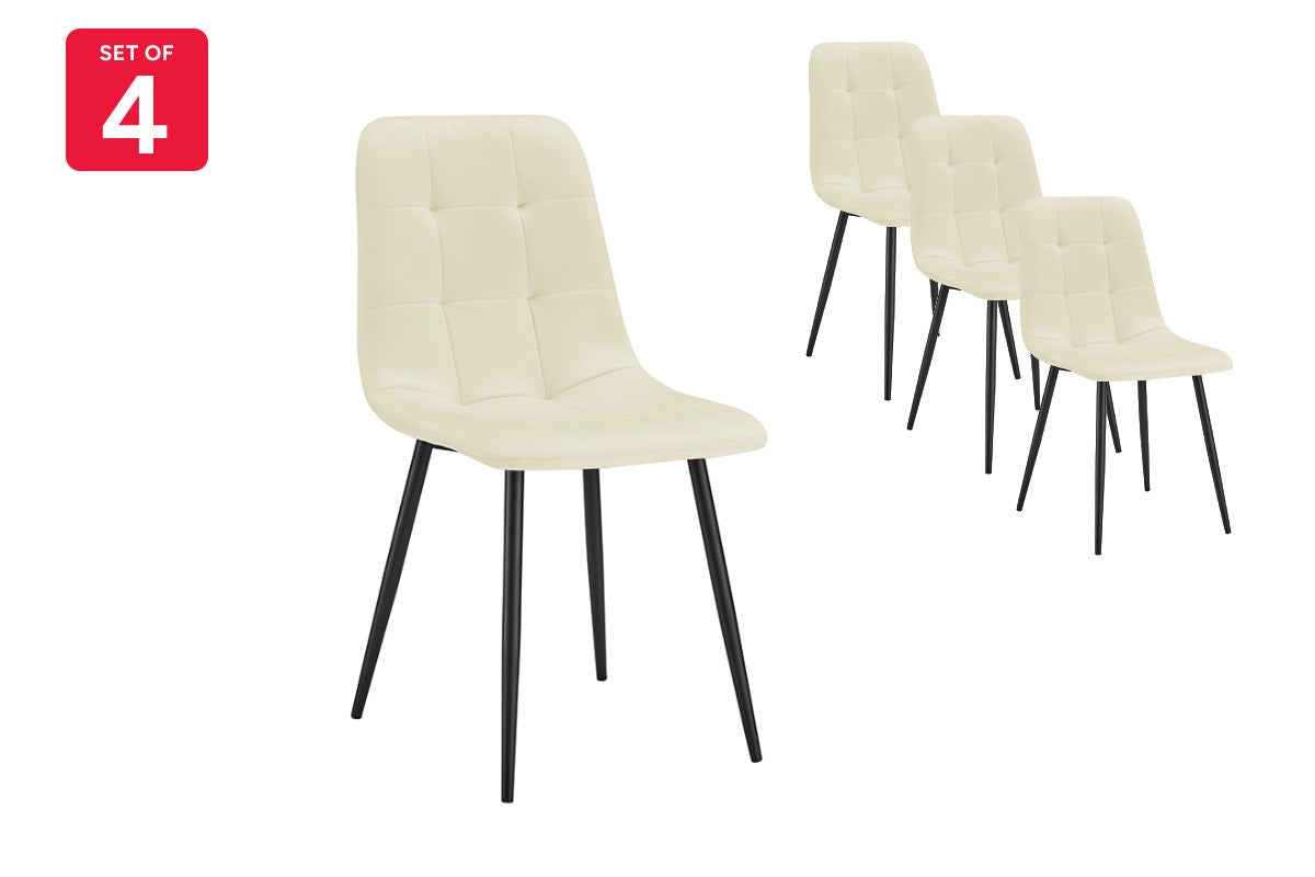 Shangri-La Set of 4 Dover Dining Chairs (Cream, Velvet)