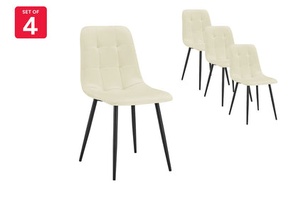 Shangri-La Set of 4 Dover Dining Chairs (Cream, Velvet)