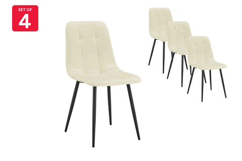 Shangri-La Set of 4 Dover Dining Chairs (Cream, Velvet) - Auzzistore
