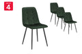 Shangri-La Set of 4 Dover Dining Chairs - Green Velvet