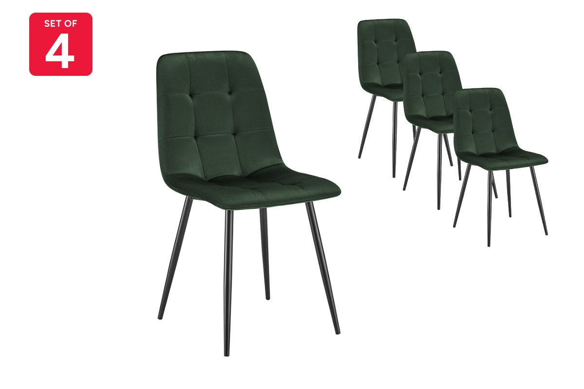 Shangri-La Set of 4 Dover Dining Chairs (Green, Velvet)