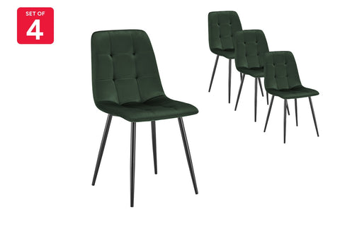 Shangri-La Set of 4 Dover Dining Chairs (Green, Velvet) - Auzzistore
