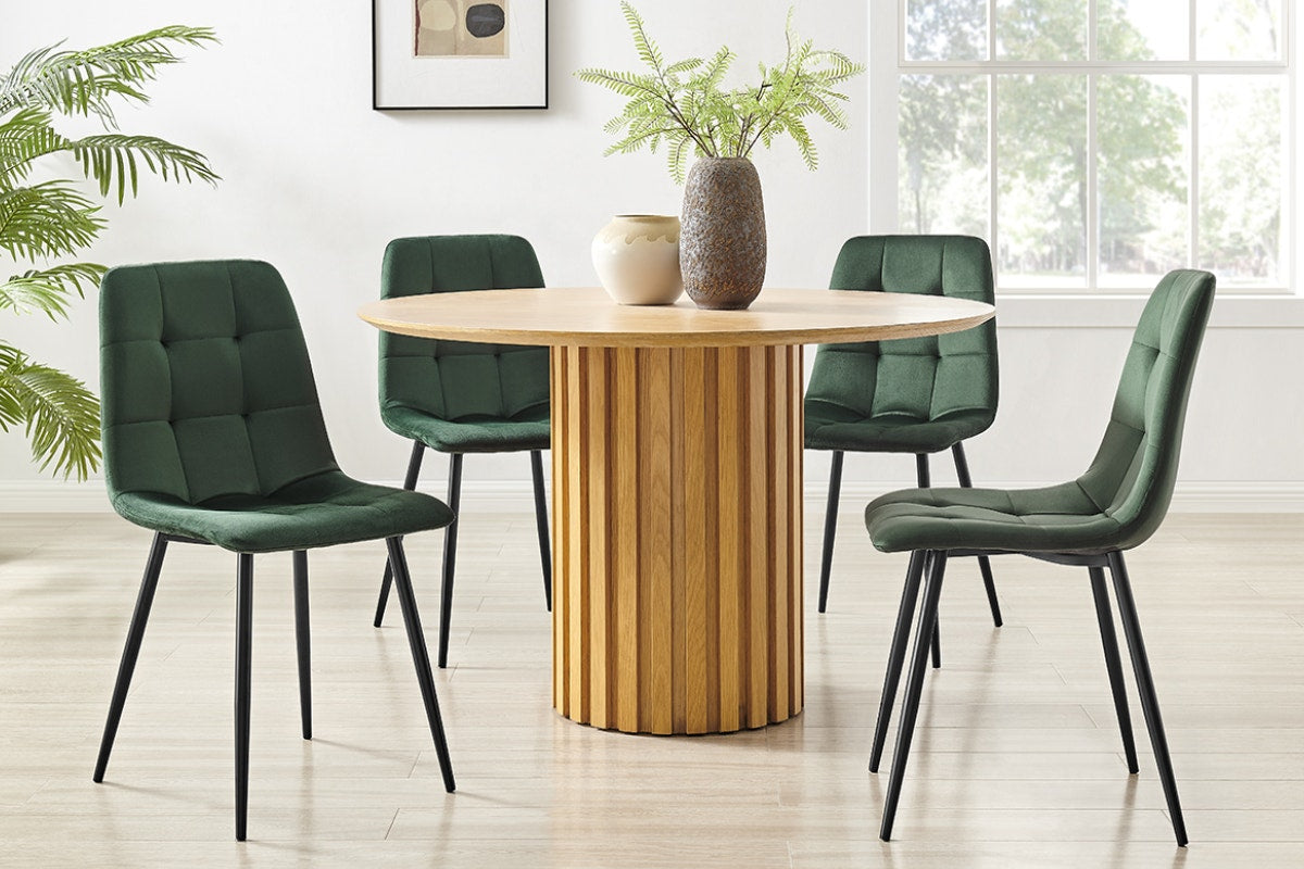 Shangri-La Set of 4 Dover Dining Chairs (Green, Velvet)