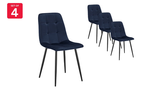 Shangri-La Set of 4 Dover Dining Chairs (Navy, Velvet) - Auzzistore