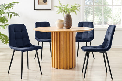 Shangri-La Set of 4 Dover Dining Chairs - Navy Velvet