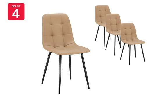 Shangri-La Set of 4 Dover Dining Chairs (Tan, PU Leather) - Auzzistore