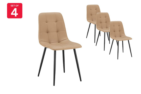 Shangri-La Set of 4 Dover Dining Chairs (Tan, PU Leather) - Auzzistore